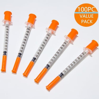 100 Pack 1/2 ml/cc 31Ga Lab Supplies, Individually Package