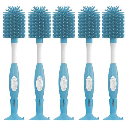 Dr. Brown's Soft Touch No Scratch Baby Bottle Cleaning Brush Nipple Cleaner with Stand and Storage Clip, BPA Free, Blue 1-Pack (Pack of 5)