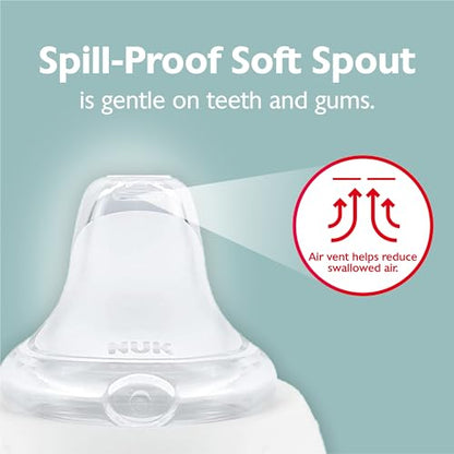 NUK Learner Cup, 10 Oz, Pack of 2, Disney's Stitch – Soft Spout, Easy-Grip Handles, BPA Free, Spill Proof Transition Sippy Cup