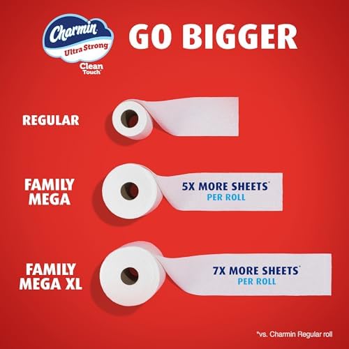 Charmin Toilet Paper Ultra Strong Clean Touch, 18 Family Mega XL Rolls = 126 Regular Rolls