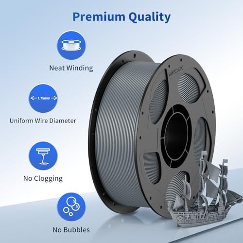 ANYCUBIC PLA Filament 1.75mm Bundle, 3D Printer PLA Filament 1.75mm Dimensional Accuracy +/- 0.02mm, 1KG Reusable Spool (2.2 lbs), 2KG Grey+Grey