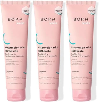 Boka Fluoride Free Toothpaste Nano Hydroxyapatite Toothpaste - Watermelon Mint Flavor, 4 oz 3Pk US Manufactured