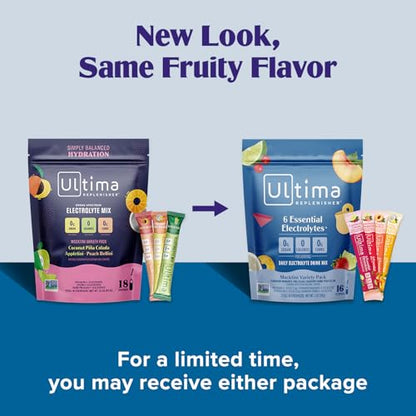 Ultima Replenisher Daily Electrolyte Powder Drink Mix – Sugar Free – Mocktini Variety, 16 Stickpacks – Hydration Packets with 6 Key Electrolytes and Trace Minerals – Keto Friendly, Non-GMO