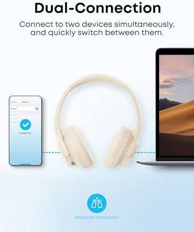 Soundcore by Anker Q20i Hybrid Active Noise Cancelling Headphones, Wireless Over-Ear Bluetooth, 40H Long ANC Playtime, Hi-Res Audio, Big Bass, Customize via an App, Transparency Mode (White)