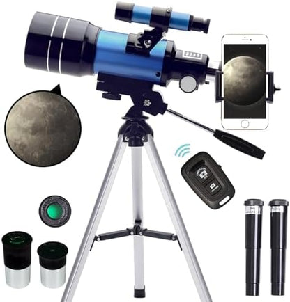 ToyerBee Telescope for Adults & Kids, 70mm Aperture (15X-150X) Portable Refractor Telescopes for Astronomy Beginners, 300mm Professional Travel Telescope with A Smartphone Adapter& Wireless Remote