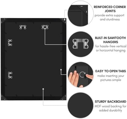 Americanflat 18x24 Poster Frame with Polished Plexiglass - Black Picture Frame - Wide Photo Frames Made of Engineered Wood for Vertical or Horizontal Wall Display - Epic Collection - Black