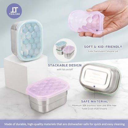 8oz Small (1 CUP) Stainless Steel Snack Containers for Kids and Toddlers (Ages 1-3) | Easy Open Leak Proof Food Containers with Silicone Lids - Perfect Metal Lunch Box for Daycare and School