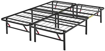 Amazon Basics Bed Frame with Storage, Foldable Metal Platform, Sturdy Steel, No Box Spring Needed, 14 inches High, Tool-Free Setup, Full Size, Black