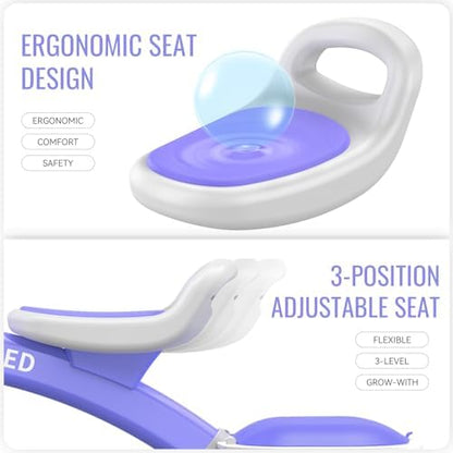 SEREED Colorful Lighting Toddler Tricycle for 2-5 Years Old Boys Girls, Adjustable Seat&Handlebar Trike, Removable Basket, Birthday Gift Idea for Kids Ages 2+ (Purple)