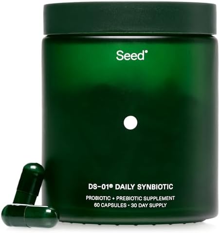 Seed DS-01 Daily Synbiotic - Prebiotic and Probiotic for Women & Men - Digestive Health, Gut Health, Immune Support, Bloating & Constipation Relief - Vegan & Shelf-Stable - 60 Capsules (30-Day Supply)