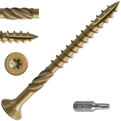 #10 * 2-1/2" Deck Screws, (161pcs) 2 lbs.Exterior Wood Screws, Rust Resistant epoxy Coated, Bronze, T25 Star Bit