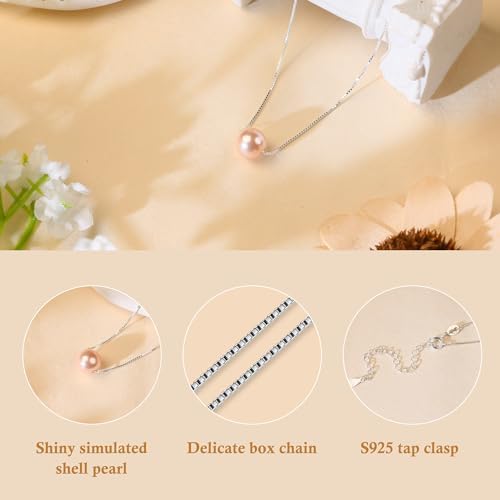 Sereney Birthday Gifts for Girls Women, Sterling Silver Pearl Necklace as 7 9 10 11 13 15 16 18 21 30 40 50 60 Year Old Birthday Gifts, Single Pearl Necklace as Bday Gifts for Friends