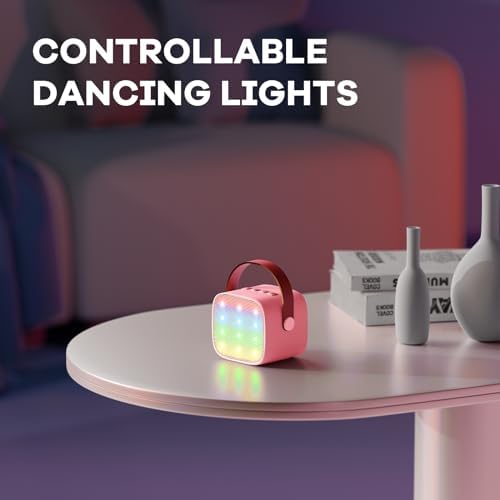 YLL Mini Karaoke Machine for Kids Adults, Portable Bluetooth Speaker with 2 Wireless Microphones, Most Popular Toys Birthday Gifts for Girls 4, 5, 6, 7, 8, 9, 10, 11, 12+ Years Old Toddler Teens（Rose）