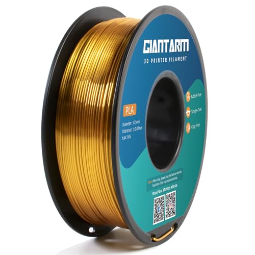 GIANTARM 3D Printer Filament, Silk Gold Pla Filament, 1Kg(2.2lbs) Spool, 1.75mm Dimension Accuracy +/- 0.03mm, 3D Printing Filament