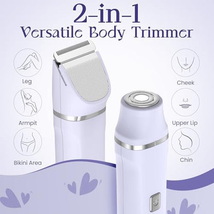 Electric Razors for Women - Wet/Dry Womens Electric Shaver for Legs, Replaceable Body Hair Blade Heads&Hair Remover for Face Head, No Nick, No Cut, No Razor Burn, Purple