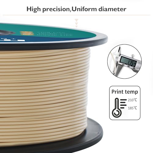 GIANTARM 3D Printer Filament, Bone White Pla Filament, 1Kg(2.2lbs) Spool, 1.75mm Dimension Accuracy +/- 0.03mm, 3D Printing Filament