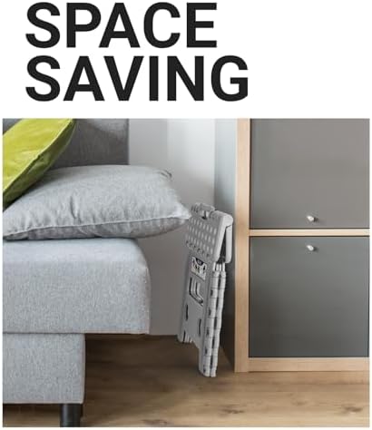 Delxo Folding Step Stool, 13 inch Non-Slip Foldable Stools Up to 300 LBS, Step Stool with Handle, Lightweight for Kitchen, Bathroom, Bedroom, Garden, Grey, 1PC