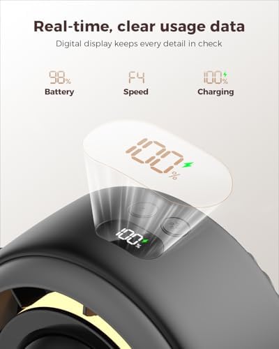 SWEETFULL Baby Stroller Fan - 4000mAh Rechargeable 4-Speed Quiet with LED Display & Night Light, Mini Portable 360° Clip On Safe Fan for Car Seat, Crib, Travel - Black