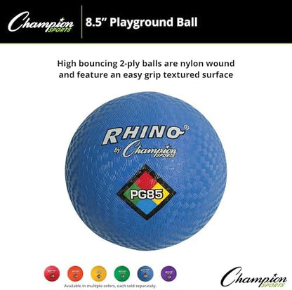 Champion Sports Playground Balls – Single Balls & Sets, Multiple Colors, Durable Nylon-Wound Construction for Kickball & Indoor/Outdoor Play