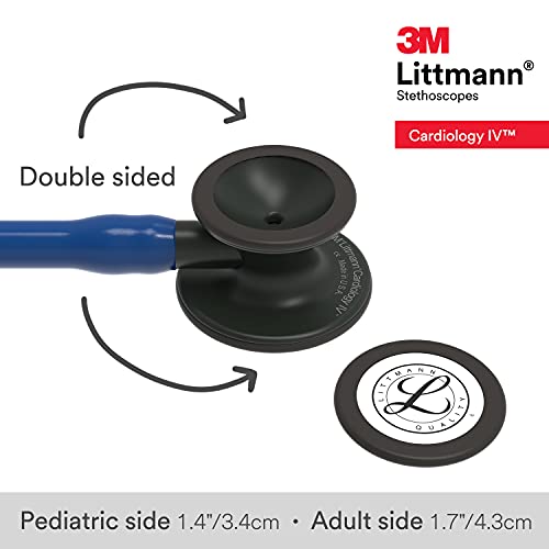 3M Littmann Cardiology IV Diagnostic Stethoscope, 6168, More Than 2X as Loud, Weighs Less, Stainless Steel Black-Finish Chestpiece, 27" Navy Blue Tube, Black Stem, and Headset
