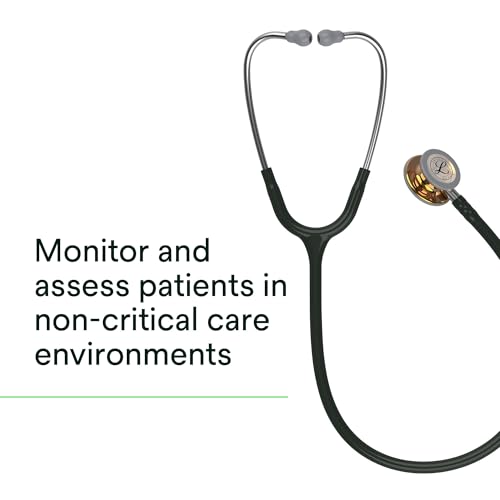 3M Littmann Classic III Monitoring Stethoscope, 5646, Limited Edition, More Than 2X as Loud*, Weighs Less**, Stainless Steel High Polish Copper Chestpiece, 27" Black Tube
