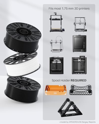 ELEGOO PETG Filament 1.75mm White 3KG, 3D Printer Filament Dimensional Accuracy +/- 0.02 mm, 3kg Large Spool(6.6lbs) Fits for Most FDM 3D Printers