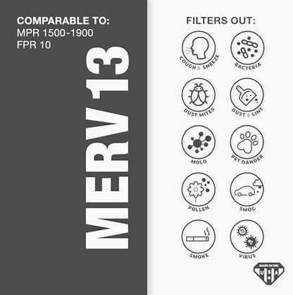 Aerostar 16x25x1 MERV 13 - 6 Count - Pleated HVAC, Furnace & Air Conditioner Filters - Removes Bacteria, Dust, Cold & Flu Germs, Lint, Mold, Pet Dander, Allergy-Causing Pollen, Smog, Smoke & Viruses