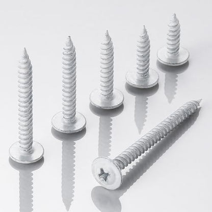 Wensilon(150 pcs)#8×1-1/2" Phillips Truss Head Wood Screws White Iron Quick Metal Self Tapping