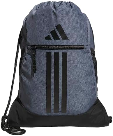 adidas Alliance Sackpack, Drawstring Backpack, Lightweight Small Gym Bag for Women and Men, Twill Onix Grey/Black, One Size