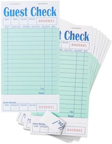 48 Pack Green Guest Checks Books for Servers Server Note Pads, Waiter Checkbook, Waitress Notepad for Restaurants, Paper Checks 50 Sheets/Pack, 2400 Total Tickets