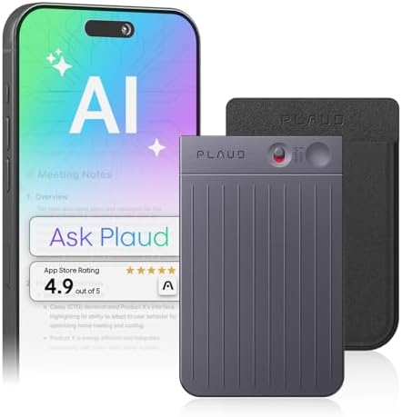 AI Voice Recorder, Note Voice Recorder w/Case, App Control, Transcribe & Summarize with AI Technology, Support 112 Languages, 64GB Memory, Audio Recorder for Lectures, Meetings, Calls, Black