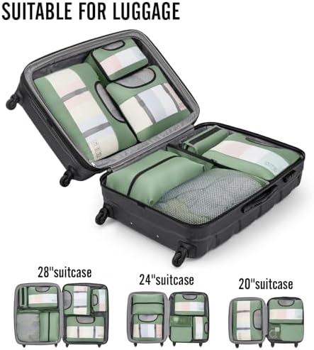 Veken 10 Set Packing Cubes for Travel Essential, Suitcase Organizer Bags in 4 Sizes, Carry-On Luggage Accessories with Large Laundry & Hanging Toiletry Bag, Must-Have for Airplane, Road Trip & Camping