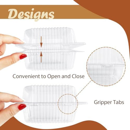 300 Pcs Clear Plastic Take out Containers,Square Hinged Takeout Tray,Disposable Fancy Clamshell Food Boxes with Lids for Cakes,Dessert,Salads,Sandwiches,Cookies,Pasta,5.3x4.7x2.8 Inch