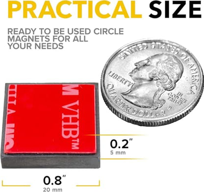 X-bet MAGNET Adhesive Magnets - Ferrite Magnetic Squares - 48 Pieces - Strong Sticky Adhesive Backing - Ceramic Magnets Ideal for Projects, Kitchen - 8"" x0.2