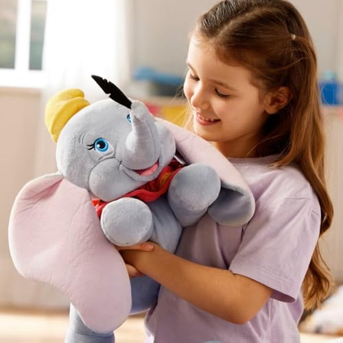 DISNEY STORE Official Dumbo Medium Soft Toy for Kids, Cuddly Character with Fuzzy Texture and Embroidered Details, Floppy Oversized Ears, Disney Plushy Suitable for All Ages.