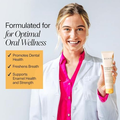 Boka Fluoride Free Toothpaste Nano Hydroxyapatite Toothpaste - Orange Cream Flavor, 4 oz 3Pk US Manufactured