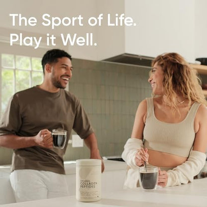 Sports Research Organic Collagen Peptides - Hydrolyzed Type I & III Collagen Protein Powder Made Sustainably from Grass-Fed Cows - Unflavored - 30 Servings