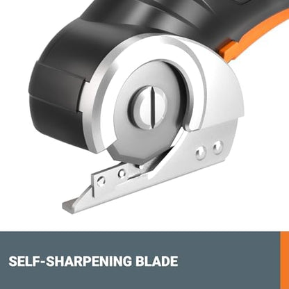 Worx Zipsnip Cordless Electric Scissors, Rechargeable Cardboard Box Cutter, 4V Powerful Fabric Scissors with 2 Safety Blades & Storage Bag WX082L.2