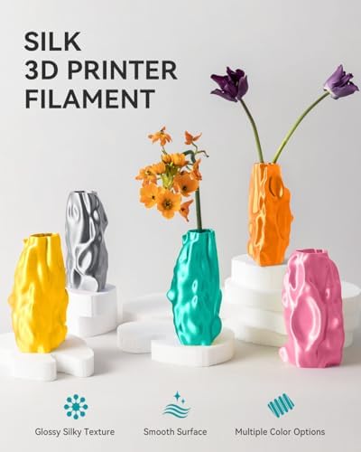 SUNLU 3D Printer Silk Filament,Shiny Silk PLA Filament 1.75mm, Smooth Silky Surface, Great Easy to Print for 3D Printers, Dimensional Accuracy +/- 0.02mm, Silk Light Gold + Silk Silver 2KG