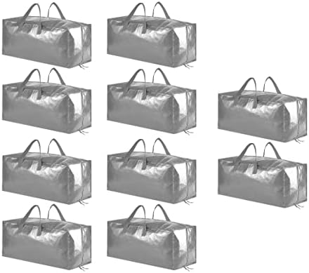 SpaceAid Heavy Duty Moving Bags, Extra Large Storage Totes W/Backpack Straps Strong Handles & Zippers, Alternative to Moving Boxes, Packing & Moving Supplies, Gley (10 Pack)