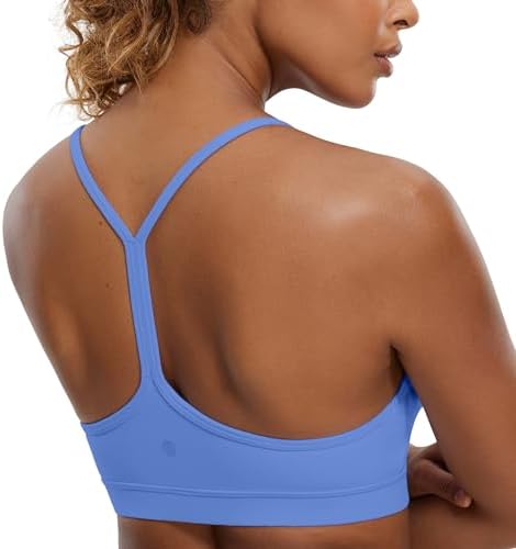 CRZ YOGA Butterluxe Womens Y Back Sports Bra - Padded Racerback Low Impact Spaghetti Thin Strap Workout Yoga Top