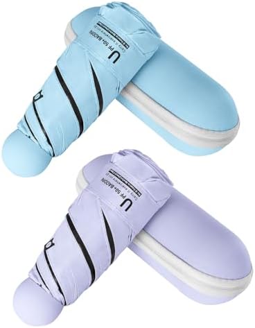 BAODINI Travel Mini Umbrella for Purse With Case Small Compact UV Sun Protection Sun Lightweight Tiny Pocket Umbrella for Women Kids and Men