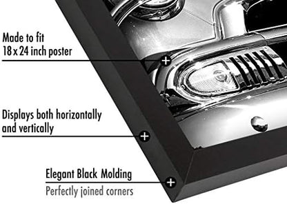 Americanflat 18x24 Poster Frame with Polished Plexiglass - Black Picture Frame - Wide Photo Frames Made of Engineered Wood for Vertical or Horizontal Wall Display - Epic Collection - Black