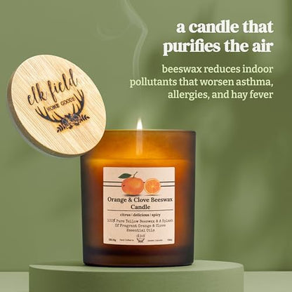 Orange Clove Organic Beeswax Candle | 2 Ingredients | 100% Pure Beeswax Candles, Non Toxic, Natural, Organic Candles, Beeswax Candles Scented, Non Toxic Candles, 80 Hour, 10oz