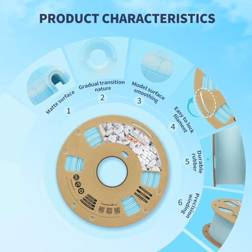 OVERTURE Rock PLA Filament 1.75mm, Marble PLA 3D Printer Filament 1kg Spool (2.2lbs), Dimensional Accuracy +/- 0.02 mm, Fit Most FDM Printer (Glacier Blue)