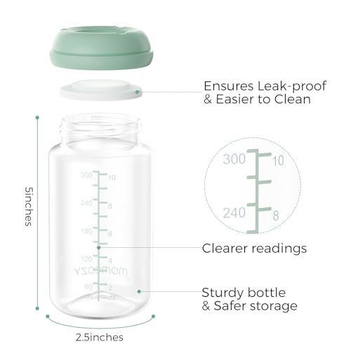Momcozy Natural Baby Bottle, 10oz Wide-Neck Breast Milk Container, Breastmilk Storage Bottle for Fridge & Momcozy Breast Milk Cooler, BPA Free Milk Collection Bottles, Breastfeeding Essential, 4PCS