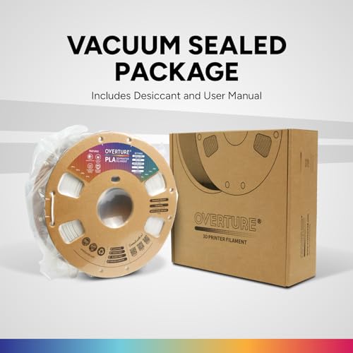 OVERTURE PLA Filament 1.75mm PLA 3D Printer Filament, 1kg Cardboard Spool (2.2lbs), Dimensional Accuracy +/- 0.02mm, Fit Most FDM Printer (White 1-Pack)