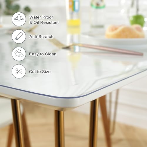 LovePads Clear Desk Mat 16 x 36 Inch, 1.5mm Thick Clear Table Protector, Waterproof Plastic Table Cover Protector, PVC Desk Protector Mat, Vinyl Desk Cover for Desktop, Coffee & Dining Table
