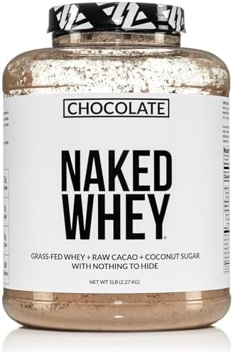 NAKED Whey Protein Supplement Powder, Chocolate, GMO Free, Soy Free, Gluten Free Aid Muscle Growth and Recovery 60 Servings, 5 Ib