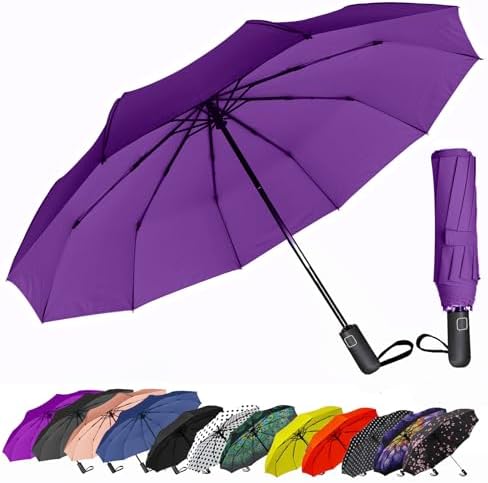 SIEPASA Windproof Travel Compact Umbrella-Automatic Umbrellas for Rain-Compact Folding Umbrella, Travel Umbrella Compact, Portable Windproof Umbrellas for Men Women Teenage.(Purple, 54 Inch)